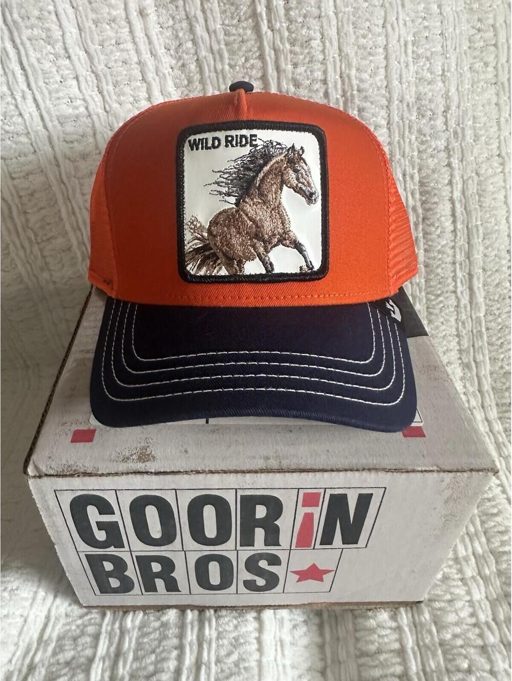 Goorin Bros The Farm The Wild Ride Horse Trucker Hat Orange/Navy Denver Broncos